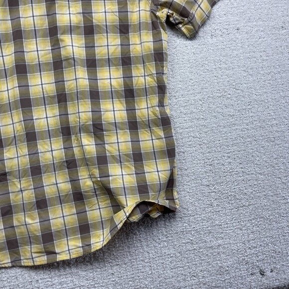 Helly Hansen Yellow Plaid Short Sleeve Button Up Shirt Men’s Size XL Outdoors - Picture 15 of 16